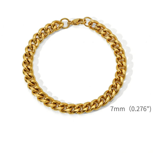 Bracciale da uomo con catena cubana in acciaio inossidabile color oro, semplice, retrò, per donna, gioielli hip hop, accessori di tendenza, regalo