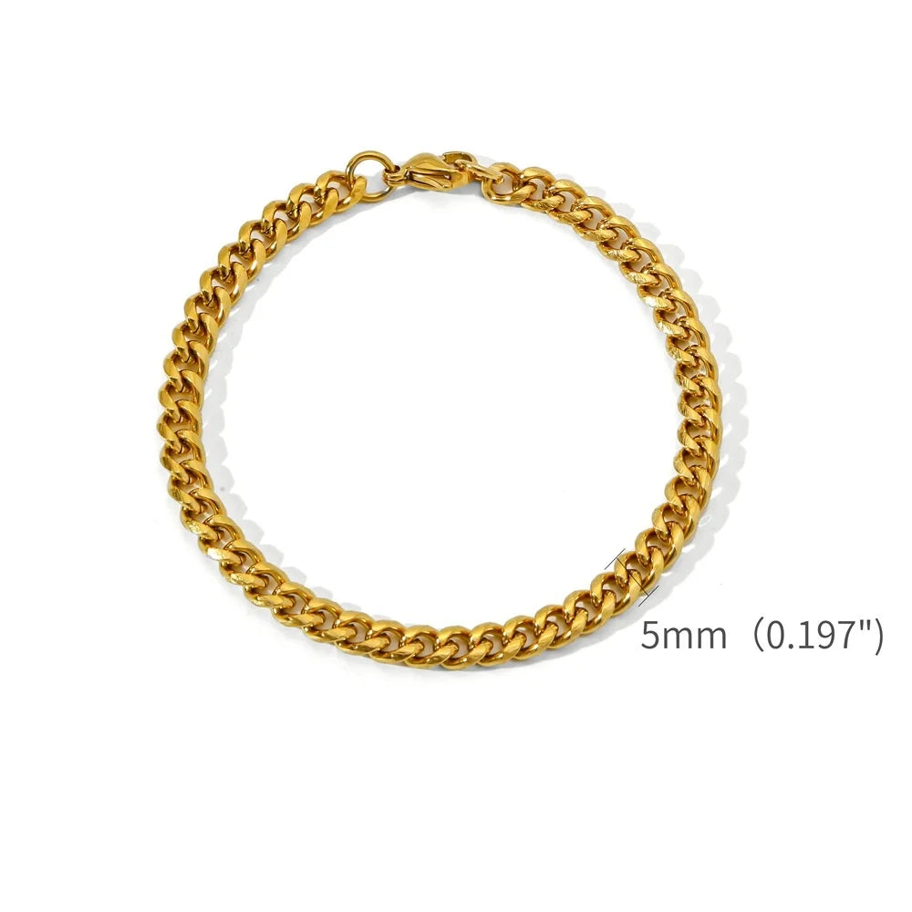 Bracciale da uomo con catena cubana in acciaio inossidabile color oro, semplice, retrò, per donna, gioielli hip hop, accessori di tendenza, regalo